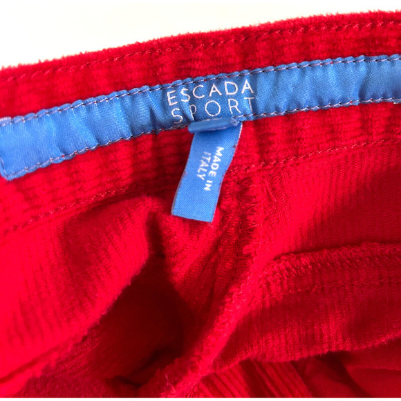 Escada | Sport Women's Red Straight Leg Corduroy Pants Size 40 - Picture 10 of 11